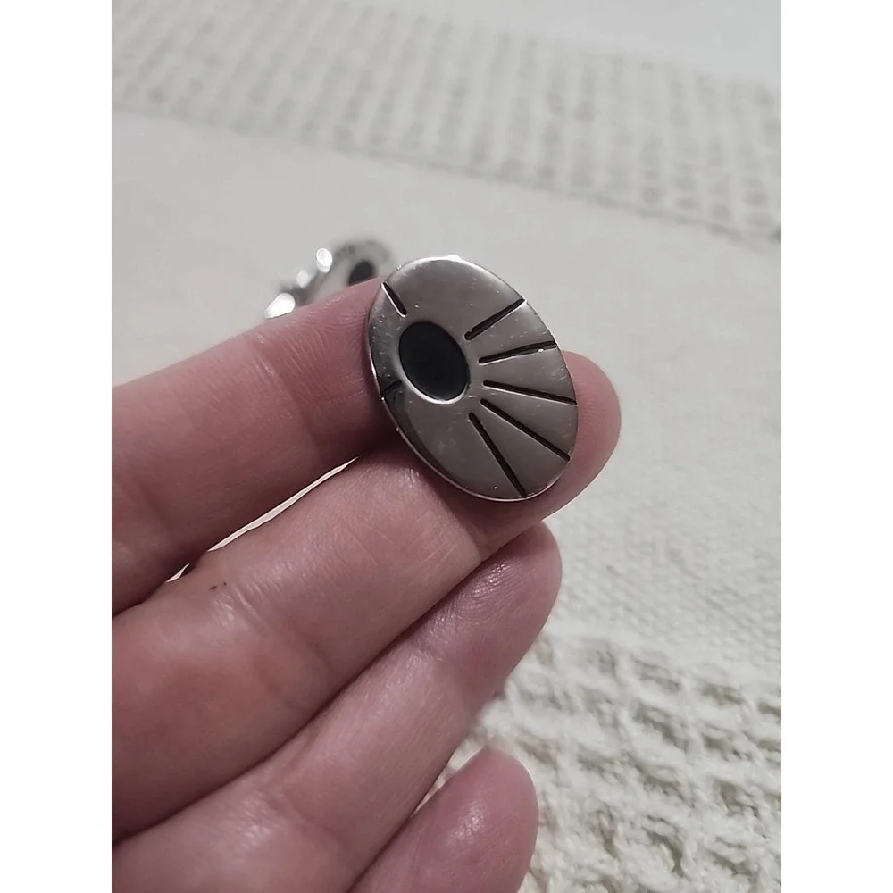 Vintage Hickok cufflinks Silver Black MCM Sunburst